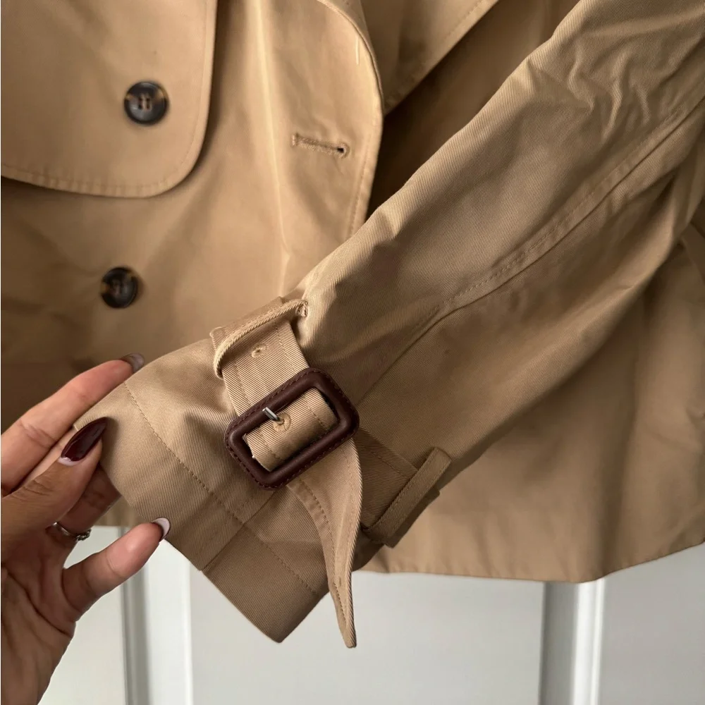 H&M Tan Double-Breasted Trench Coat - Picture 5 of 5
